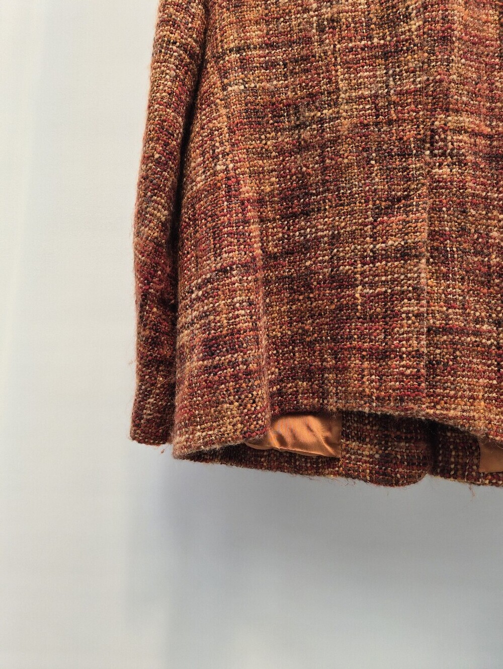 Vintage Jones New York Tweed Blazer Size 14 Wool Blend Jacket Burnt Orange Prep - Picture 11 of 16